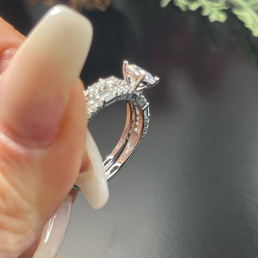 Size 9 Sterling Silver Wedding Stack Set Engageme… - image 6